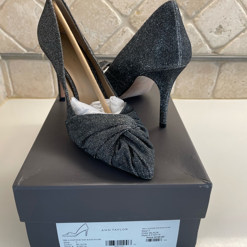 Ann Taylor Mila Black Glitter Women's Heels